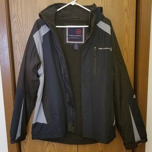 ❤️Free Country Black Navy Blue Gray Water & Wind Resistant Zipped Jacket w/ Hood